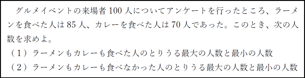 共通部分と補集合を求める集合の文章例題の画像