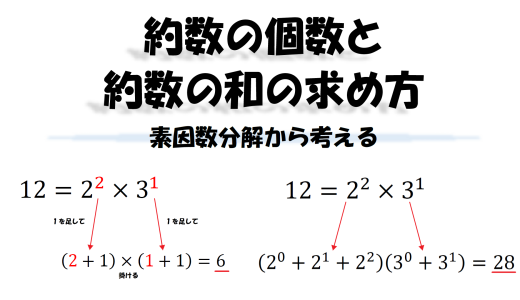 約数の個数と約数の和の求め方｜素因数分解から考える
