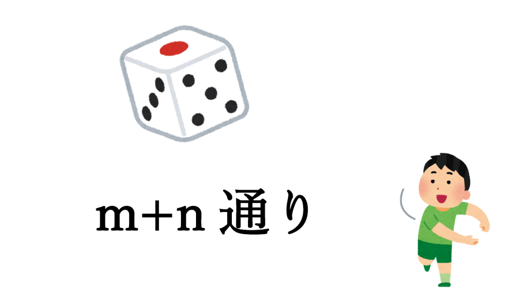 和の法則を表しながらサイコロを振る画像