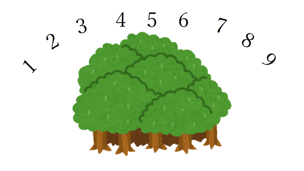 森の周りに数字がある画像